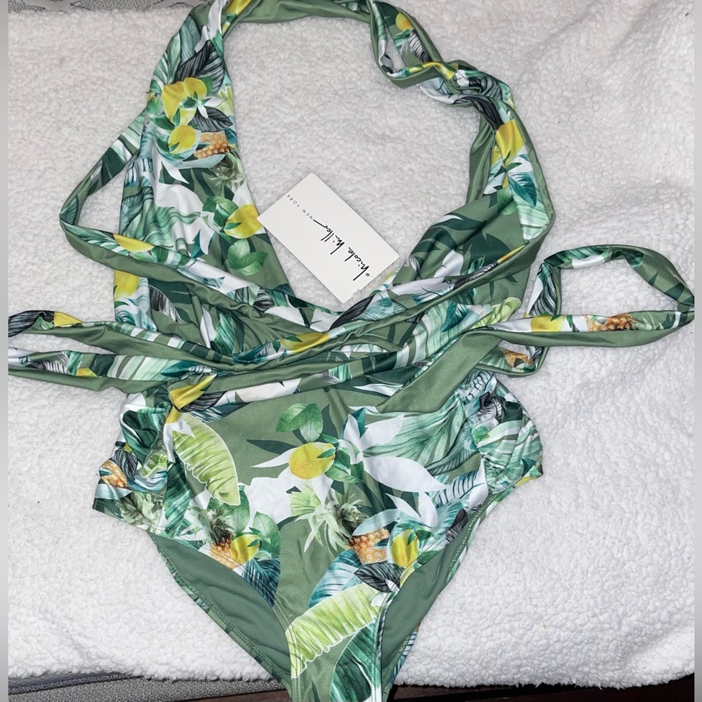 Nicole Miller Women's Green Convertible One-piece Swimsuit